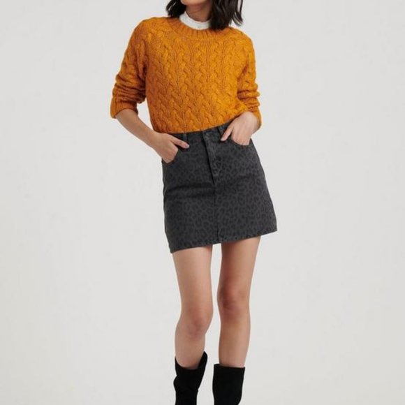 Lucky Brand Dresses & Skirts - Lucky Brand | Denim leopard mini skirt